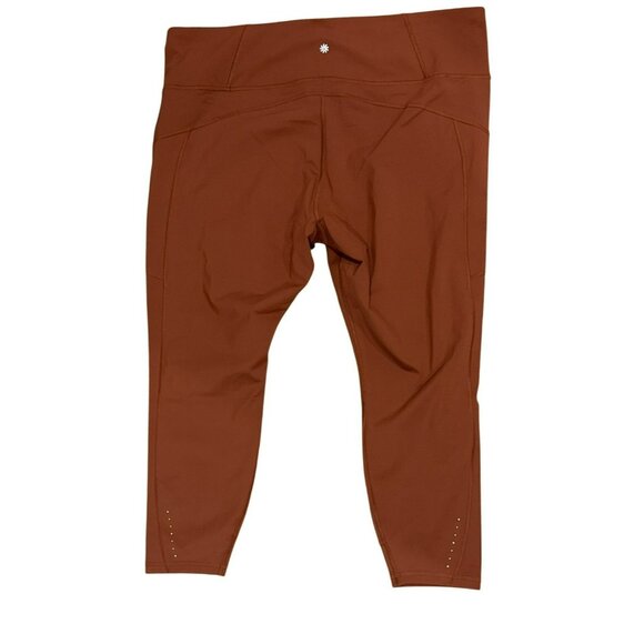 Athleta 3X Rainier Tight Leggings Brown Zip Pockets 7/8 Plus Womens NWT New - Picture 2 of 5